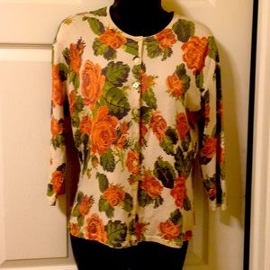 Rose print cardigan